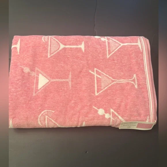 ECO-MELANGE BEACH TOWEL - Pink Martini Glass Patterned - Reversible - Picture 11 of 12